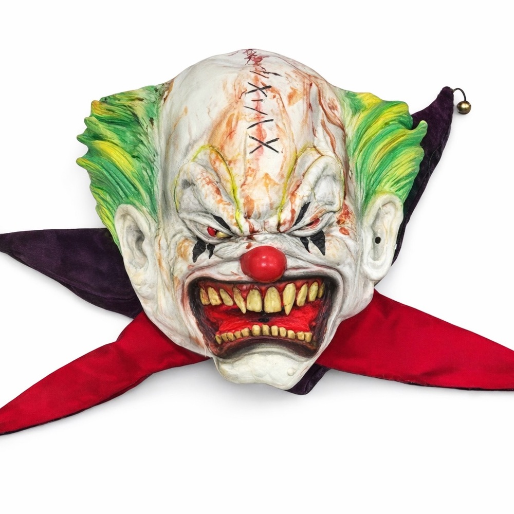 Vintage Ghoulish Productions Evil Jester Clown Mask Latex Horror Halloween